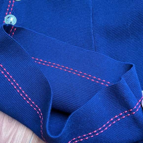 Maje Isla High-waist Side-button Knit Shorts Marine Blue - Picture 8 of 12
